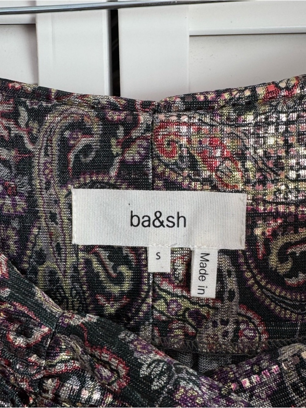 ba&sh Gabriel Metallic Paisley Print Jersey Tiered Maxi Skirt Small NWT - Picture 9 of 15